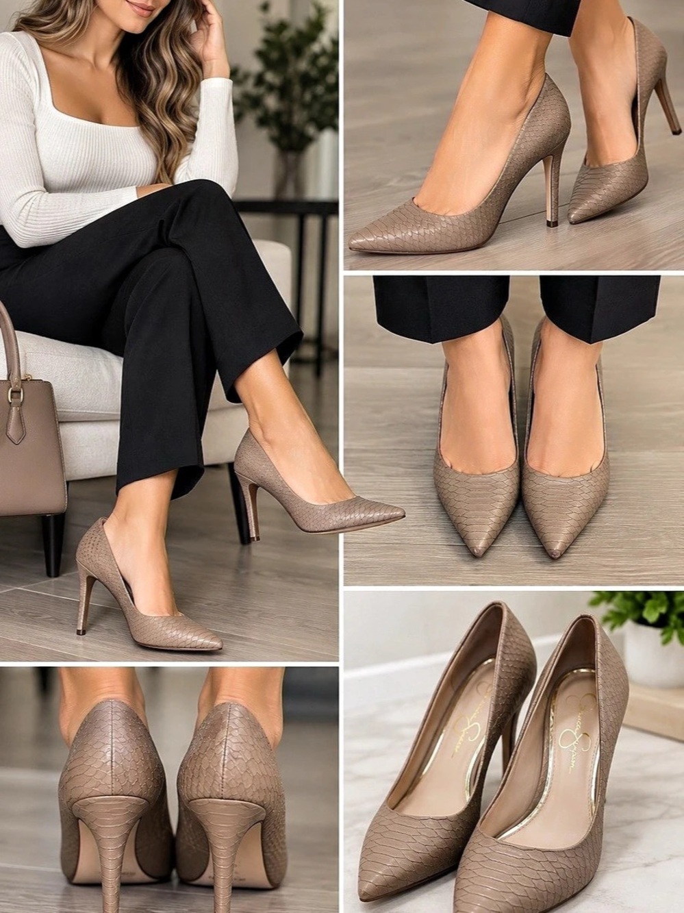 Jessica Simpson Carpena Pointed Toe Pump Heels in Brown